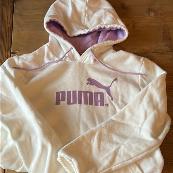 Puma Oversized White and Purple Long Sleeve Hoodie - Picture 1 of 4